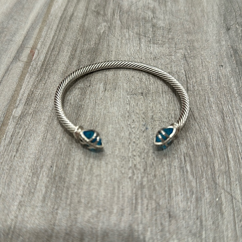 David Yurman Blue and Silver Cuff Bracelet